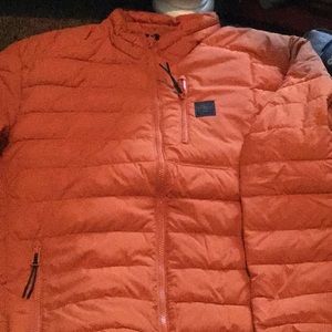 NWT Men’s Lucky Brand Orange Packable Puffer. Size XL